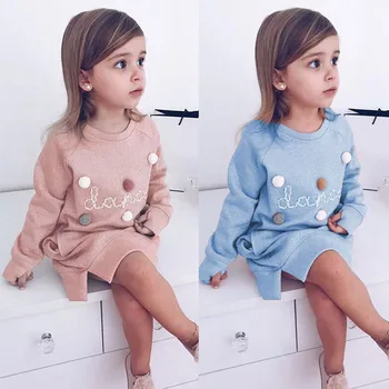 

Girls clothes dress letter printing plus velvet warm Vestido Infantil cotton 2019 hot sale 2-6 year Child quality Children wear