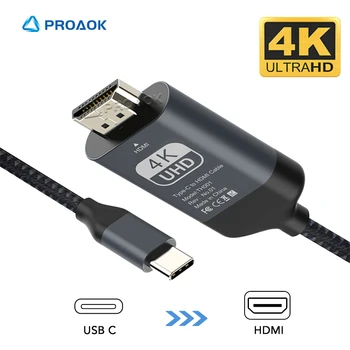 

USB-C to HDMI Cable Adapter 2M Alloy Braided USB C 4K 60Hz Tipe C HDMI Kabel For MacBook Thunderbolt 3 Support Netflix laptop