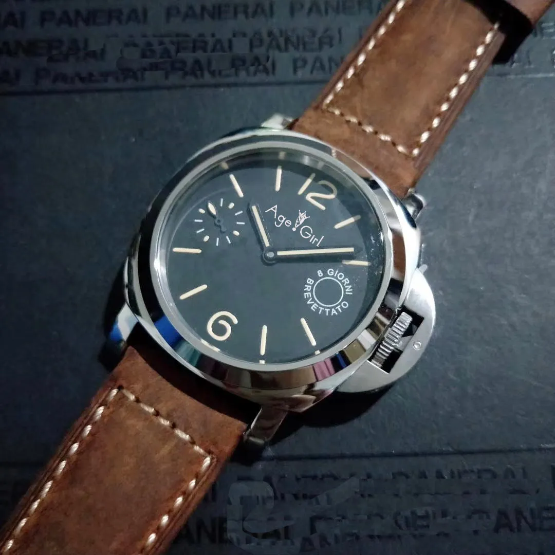 

Luxury Brand New Men Automatic Mechanical Hand Wind Sapphire Stainless Steel Brown Leather 8 Days Acciaio Watch Luminous 44MM