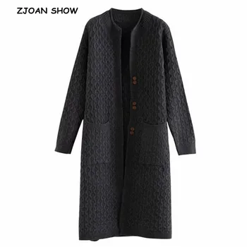 

2019 New Twist Double Buttons Single-breasted Knit Cardigan Sweater Women Autumn loose Elegant Casual Jumper Knitwear