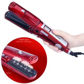 

Kemei Ceramic Hair Flat Iron Steam Hair Straightener Steampod Straightening Irons Wet＆dry Water Moisturizing Straightner Plate