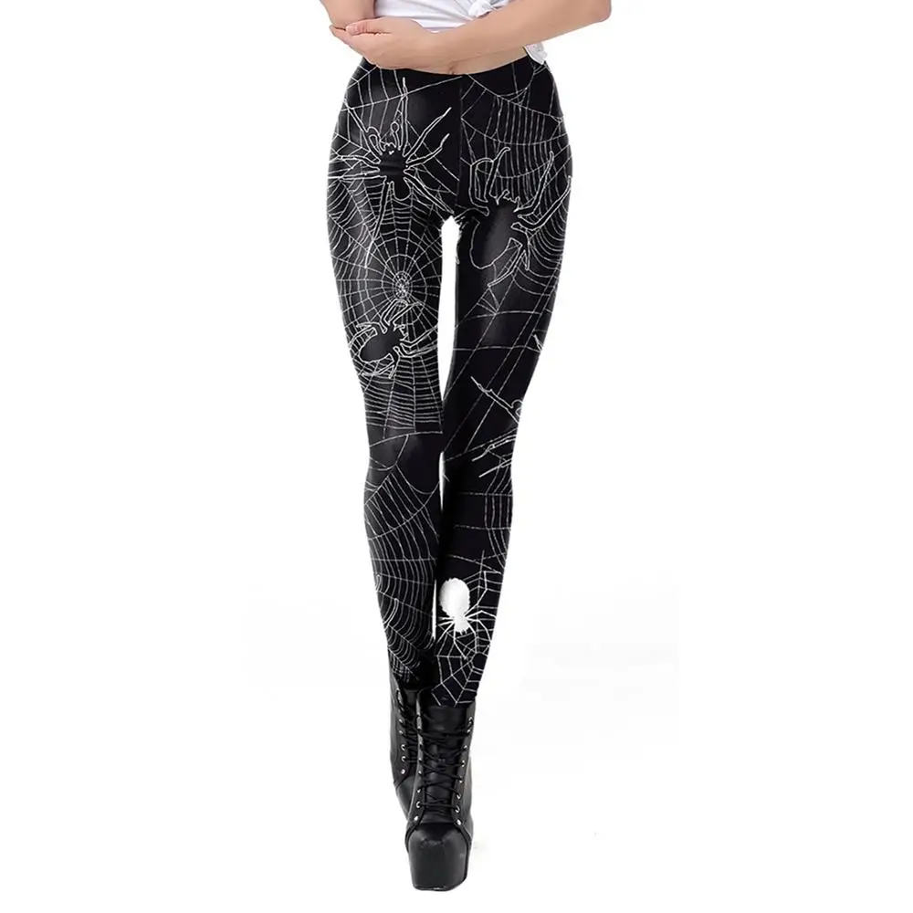 

Spider Web Print Ladies Printed stretch tights Pants Slim Sexy Halloween araneid Performance