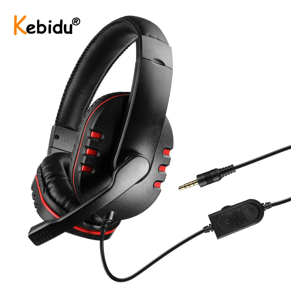 Kebidu Stereo 3 5mm Wired Headphones with Mic Adjustable Over Ear Gaming Headsets Earphones Low Bass Stereo for PS4 Xbox One PC