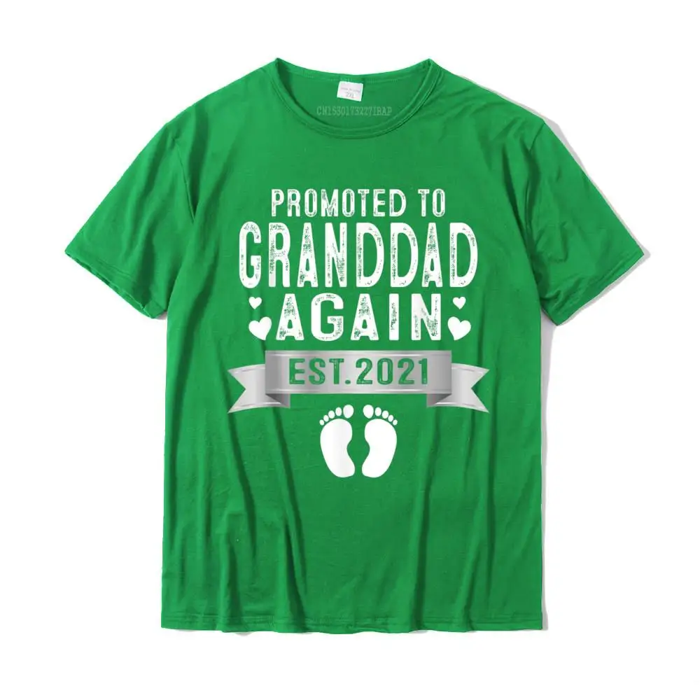 Printed Casual Summer/Fall 100% Cotton O-Neck Man T Shirt Normal Tops & Tees Wholesale Short Sleeve Top T-shirts Promoted To Granddad Again Est 2021 Gift T-Shirt__MZ23569 green
