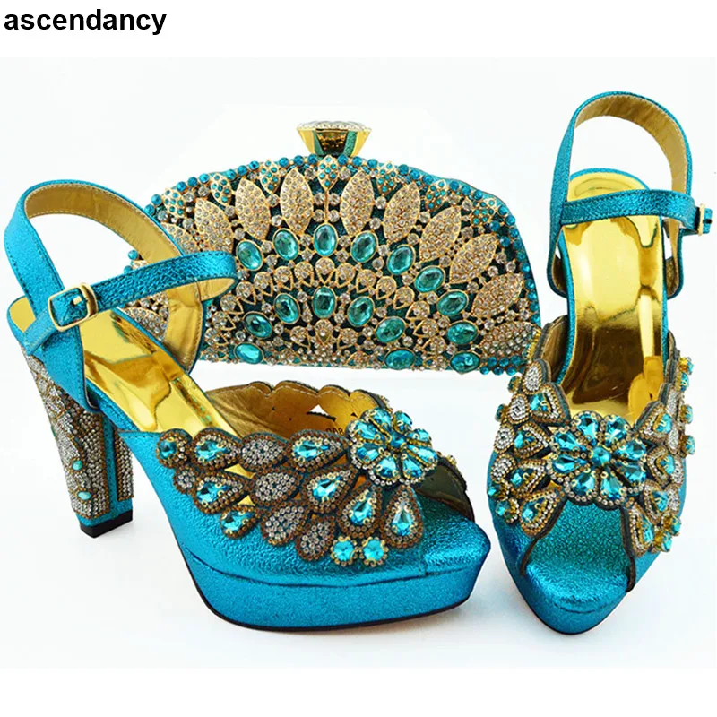 

Italian Designer Shoes and Bags Matching Set Decorated with Rhinestone Luxury Shoes Women Designers Ladies Sandals with Heels