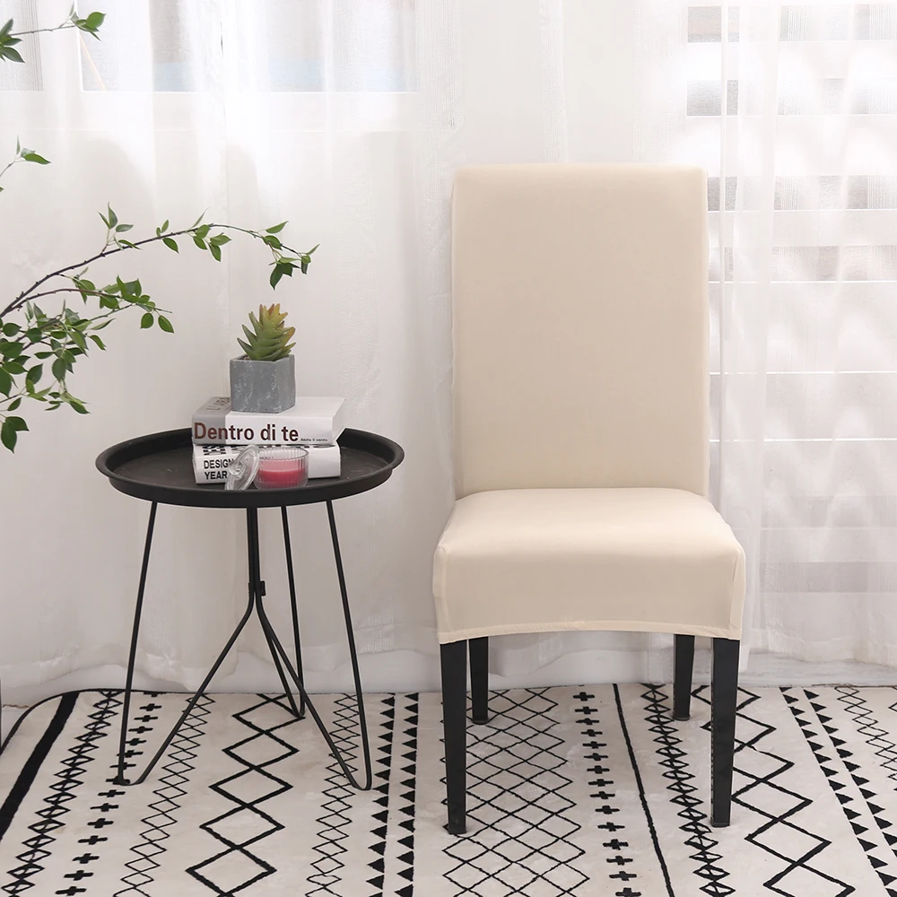 1 2 4 6pcs Solid Color Chair Cover Spandex Stretch Elastic Slipcovers Chair Covers For Kitchen 3