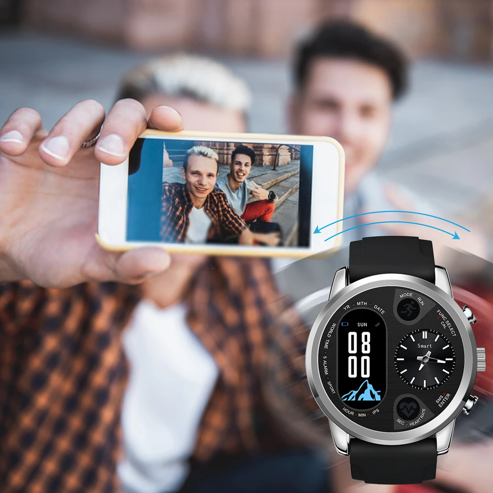 Torntisc Смарт-часы с двойным дисплеем для мужчин IP68 Водонепроницаемые часы для измерения сердечного ритма и кровяного давления умные часы для Android и iOS