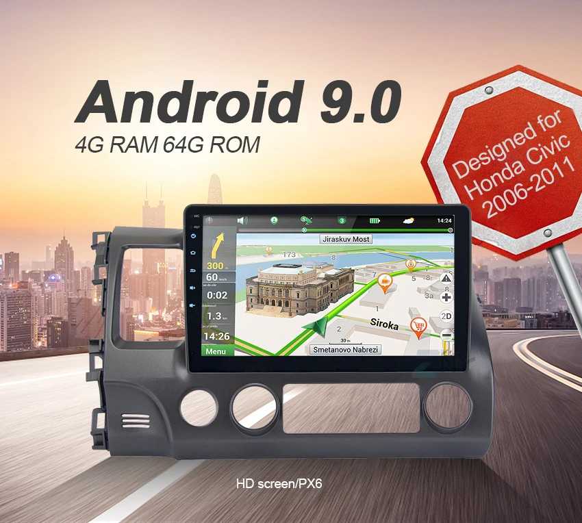 Perfect 10.2" IPS 2.5D Top Display Android 9 Carplay For Honda Civic 2006 2007 2008 2009 2010 2011 Radio RDS GPS Navi DSP Audio TDA7850 0