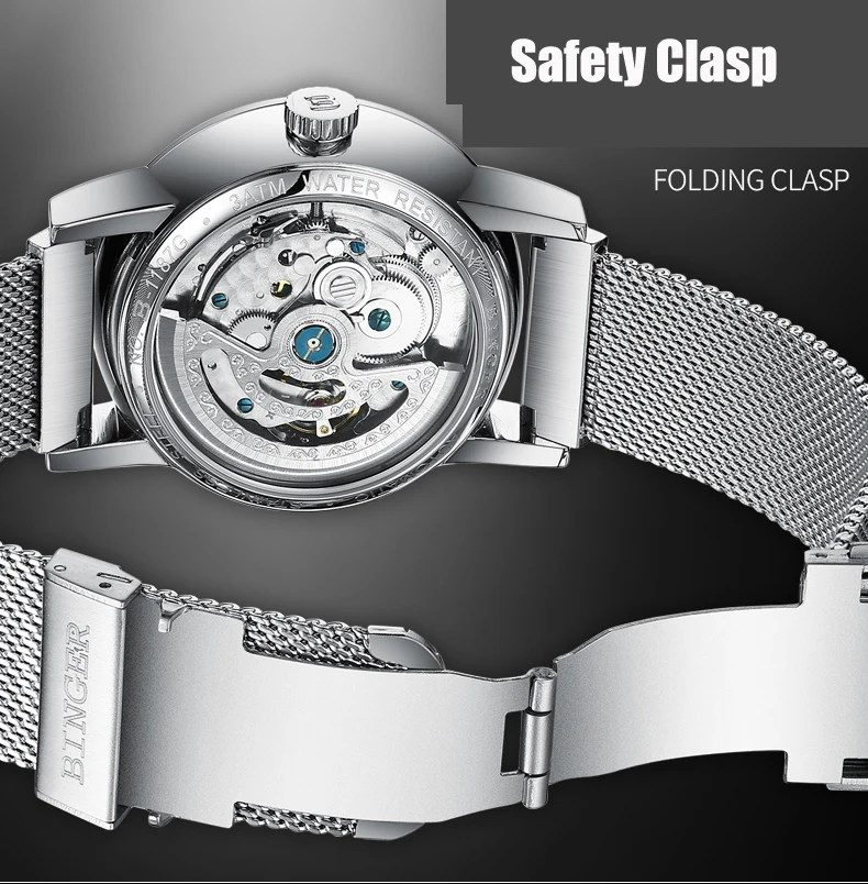 Швейцарские мужские часы BINGER, люксовый бренд, автоматические механические мужские часы с сапфиром, мужские японские часы для мужчин, t reloj hombre B1187-0