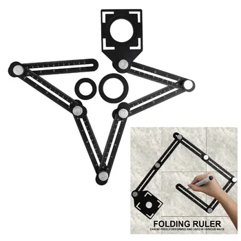 

6 Folding Adjustable Ceramic Tile Hole Locator Angle Ruler Drill Guide Folding Ruler Woodworking Gauge Measuring Tool