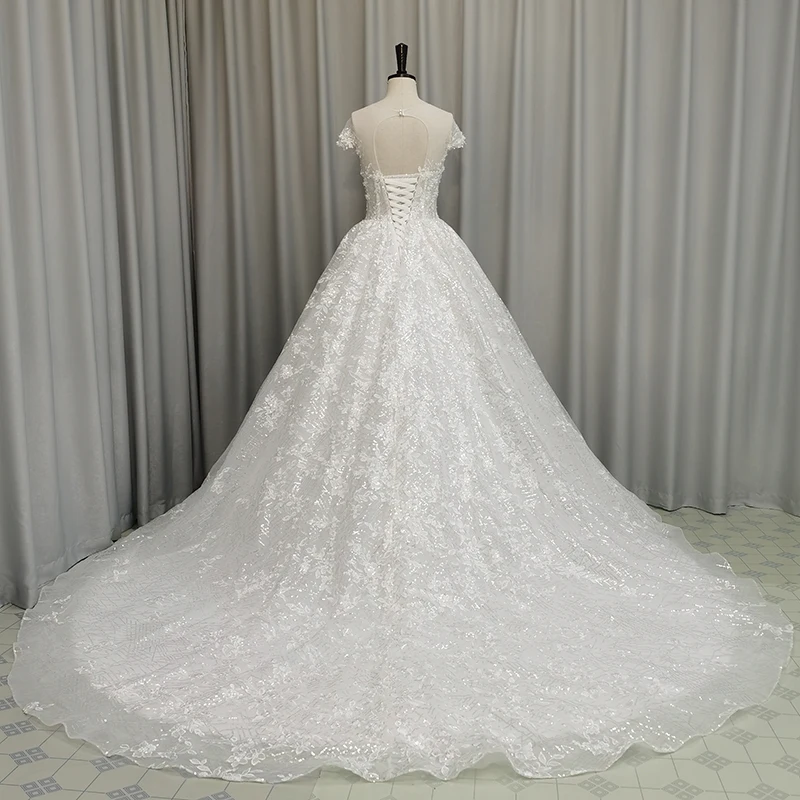 SL-6846 Customized ball gown wedding dress 2021 crystal bling bling lace beads bridal collection set wedding gowns plus size 2
