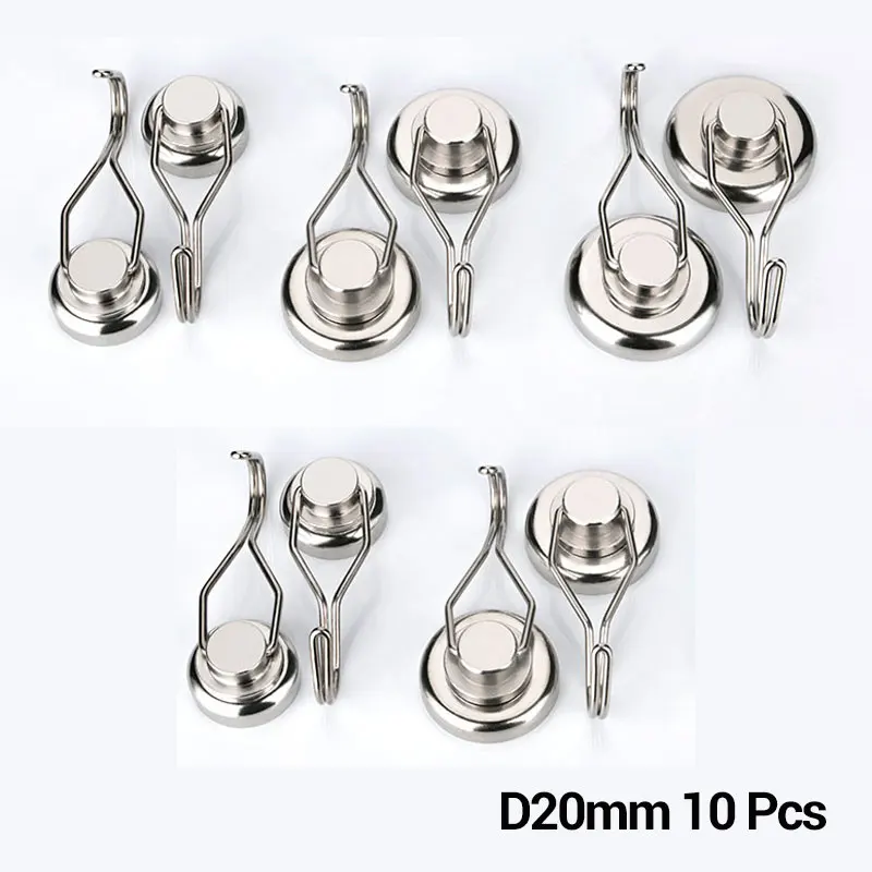 10 Stück drehbare Swing-Magnethaken, starke, robuste Neodym-Magnethaken, D20 mm, magnetische Haken, hält 15 kg Neodym-Haken – Detail 5