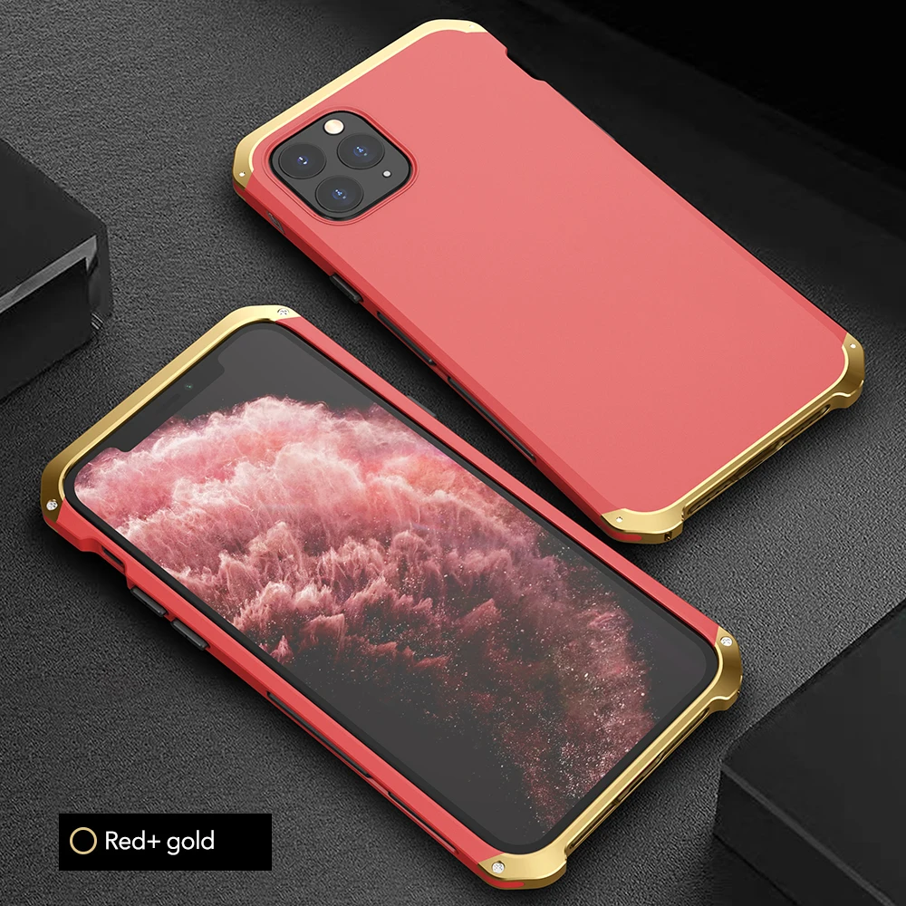Metal Bumper Case For iPhone 11 Pro Max Metal Heavy Duty Frame Cover For iPhone 11Pro 11 Anti-knock ShockProof Protection Cases - Цвет: Red Gold