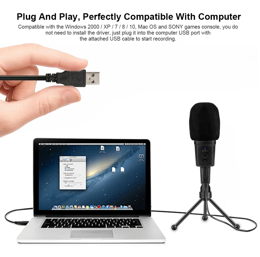 Профессиональный записывающий конденсаторный микрофон USB в форме сердца