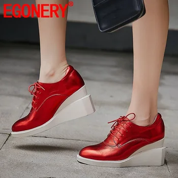 

EGONERY spring new fashion women pumps outside super high heels platform cross-tied genuine leather women shoes drop shipping