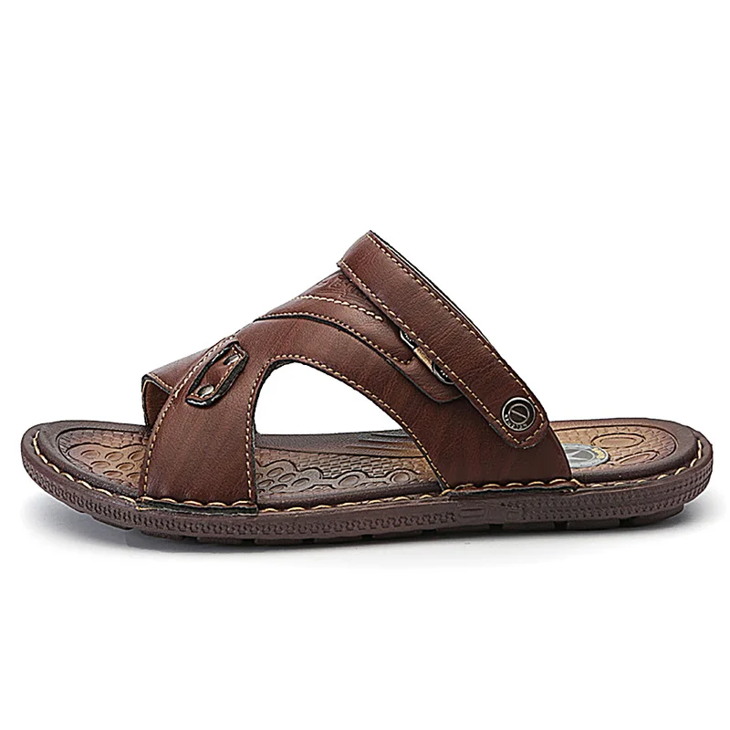 New Summer Sandals Men Leather Shoes Men Sandals High Quality Lighweight Beach Shoes Big Size Fashion