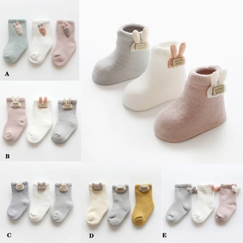 3 Pair Toddler Newborn Cotton infant Anti-slip socks Baby socks floor socks Boys Girls Cute Cartoon animal Baby Toddler Socks