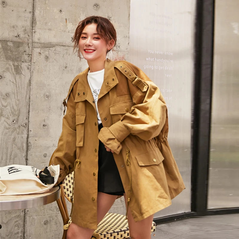 

Fashion Wild Cotton Jackets Female 2019 New Autumn Solid Color Women Jackets Single Breasted Casual Women Clothing
