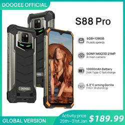 IP68/IP69K DOOGEE S88 Pro прочный мобильный телефон 10000 мАч телефон на процессоре Helio P70 Octa Core 6 ГБ Оперативная память 128 Гб Встроенная память Смартфон ...