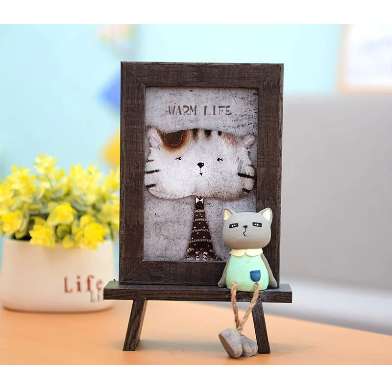 

2019 Creative Asleep Cat Design Photo Frame 4 Colors Resin Frames For Pictures 6inch Rectangle Picture Frrame marcos de foto