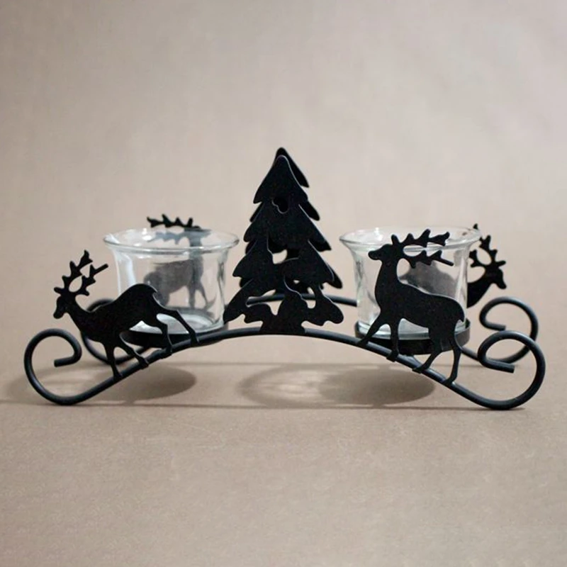 Christmas Candle Holders Creative European Iron Art Deer Christmas Tree Candlestick Christmas Decorations and Gifts