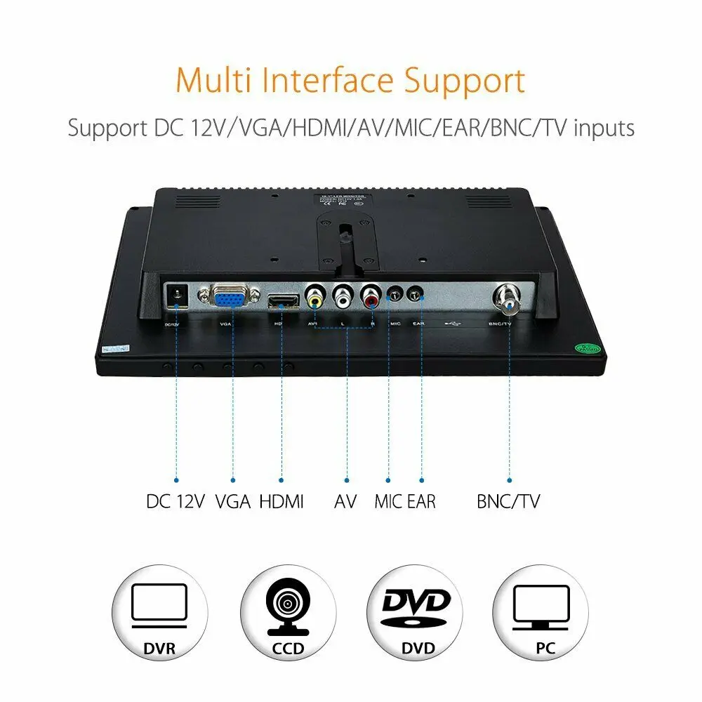 Eyoyo 10 1 &quotдюймовый IPS ЖК монитор 1280x800 с видеомонитор HDMI VGA BNC AV вход для ПК CCTV