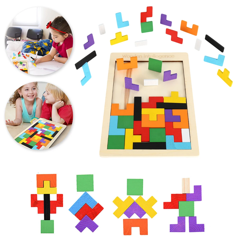 Puzzle Wooden Jigsaw Board Math Toys For Children Tangram Brain Teaser Kids Puzzle Toys Game Education Montessori Cubes Gifts