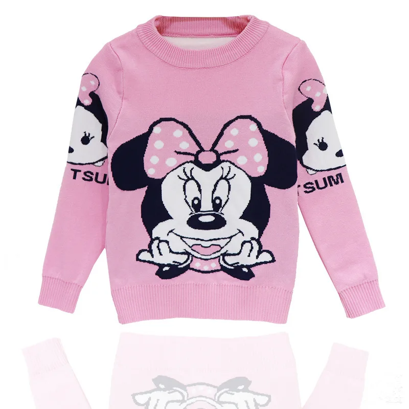 Детский свитер Новинка года; сезон осень-зима; теплый вязаный пуловер с Микки Маусом для маленьких девочек Одежда для девочек 2-7 лет