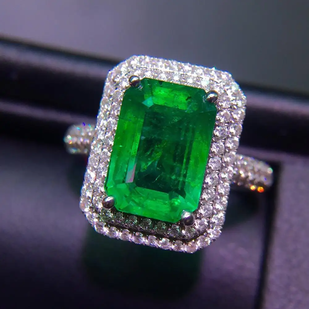 Emerald Ring 3.04ct Pure 18 K Gold Jewelry 100% Natural Gemstone Diamond Female Wedding Rings for women Fine | Украшения и