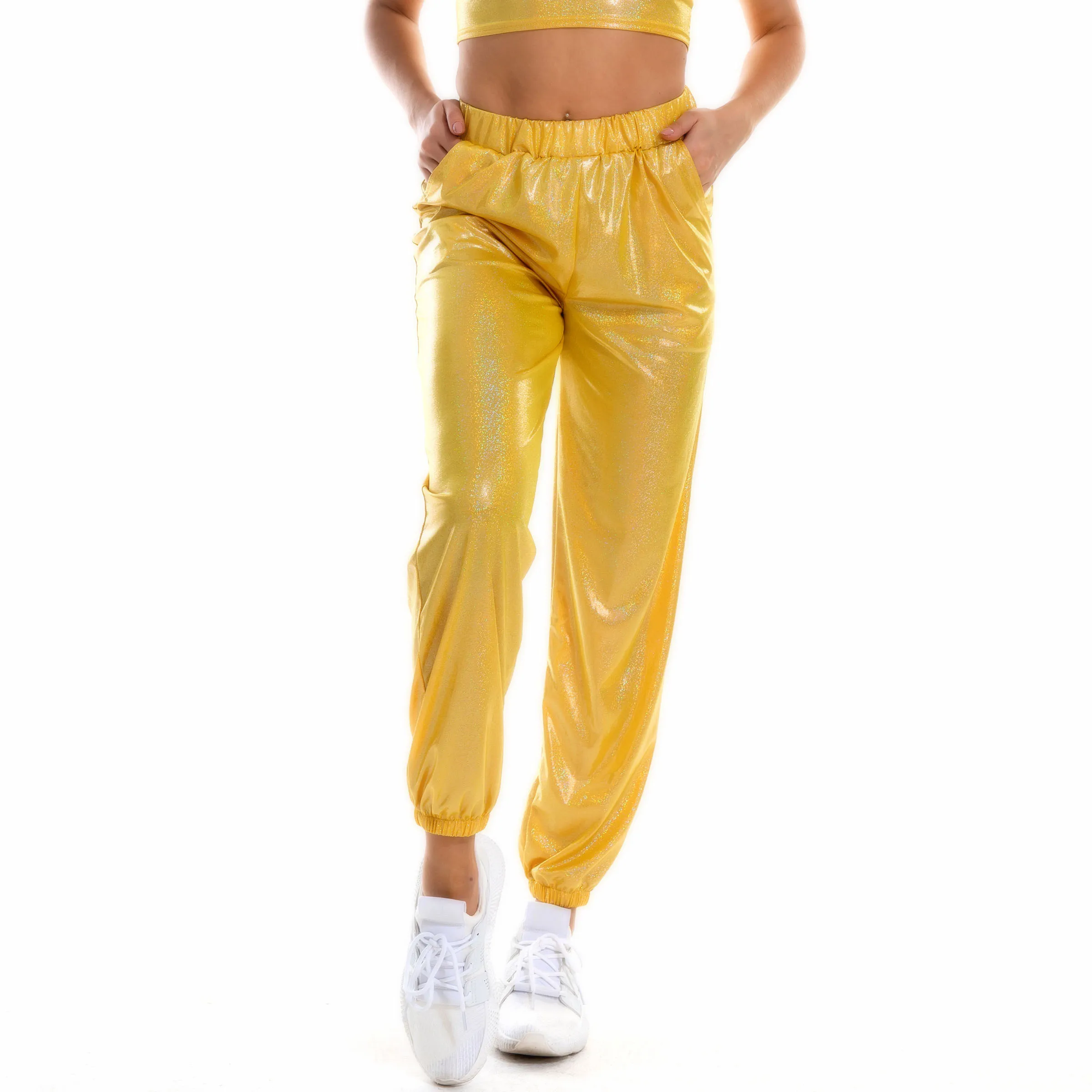 

Street hip-hop sports pants women Shiny Women's loose trousers