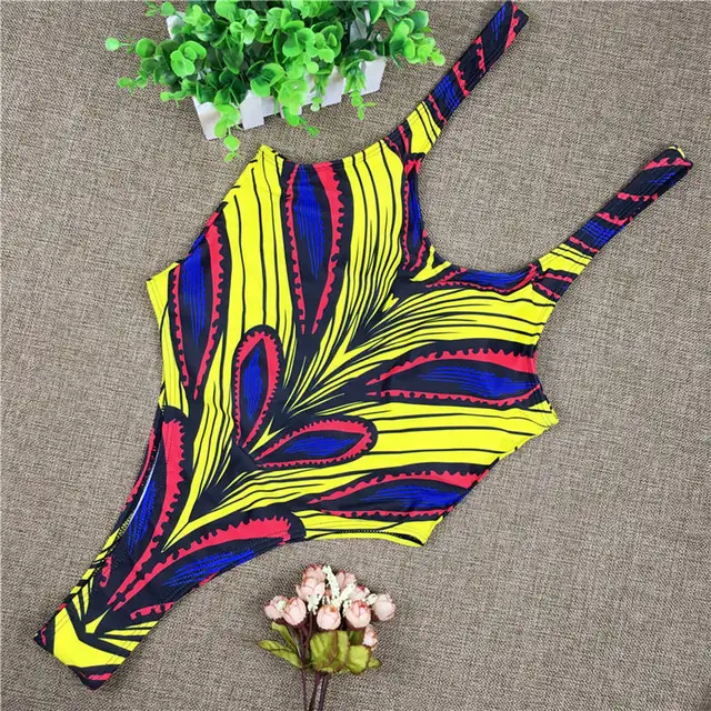 Simi African Bodysuit High Cut  Backless Swimsuit - Image 6