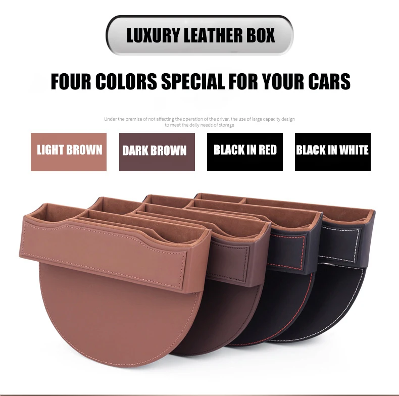 E-FOUR Car Seat Gap Filler Premium PU Leather Car Seat Side Pocket Organizer Car Seat Storage Organize with USB Charger Holes