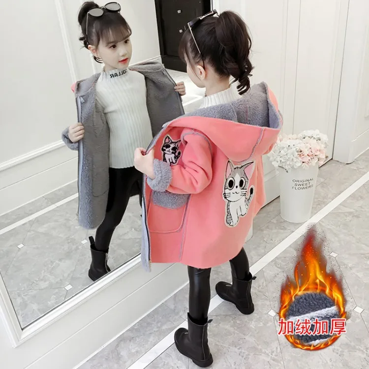 

Autumn Winter Jackets for Girls Outwear Kids Wool Coat Thick Girl Baby Jackets Girls Blends Toddler Fur Coats Children Clothes