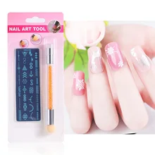 Dual Sponge Head Silicone Stamper Gradient Nail Pen Brush For Nail Templates Double End Tips DIY Rhinestone Manicure Tool