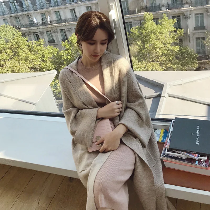 

Sweater Women 2020 Knit Cardigan Jacket Women Autumn Winter New Wild Mid-Length Sweater Loose And Thick Cardigan B150