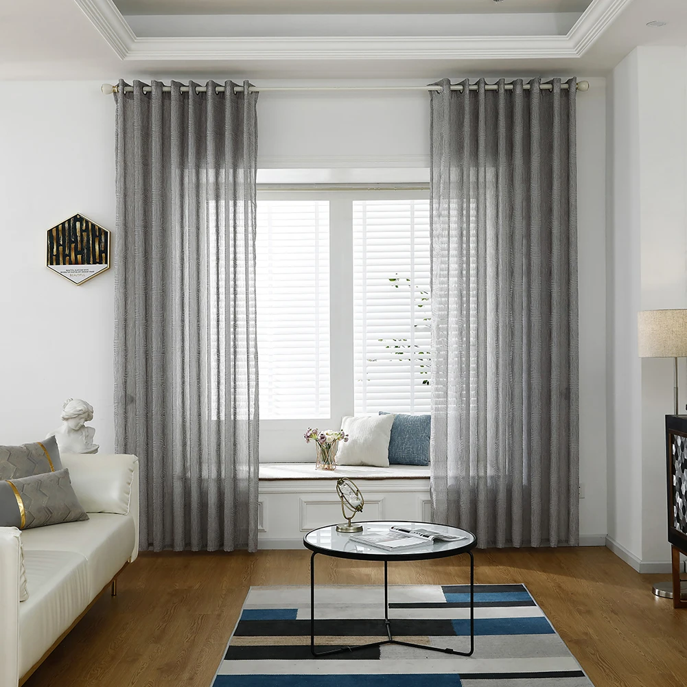 Modern Pure White Grey Color Tulle Curtains for Living Room Bedroom Windows Drapes Sheer Home Decoration with Holder Hook | Дом и сад