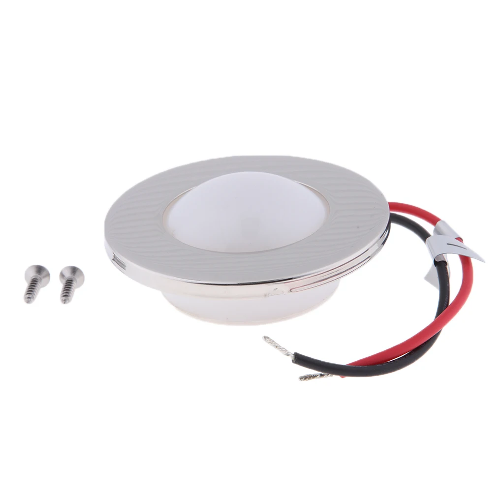 Boat Marine Stainless Steel LED Dome Light 12V Water Resistant Flush Mount Van RV