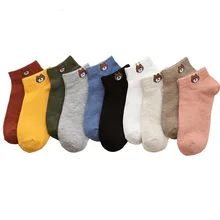 5 пар хлопковых носков, женские носки-башмачки с медвежонком, женские короткие носки с вентиляцией