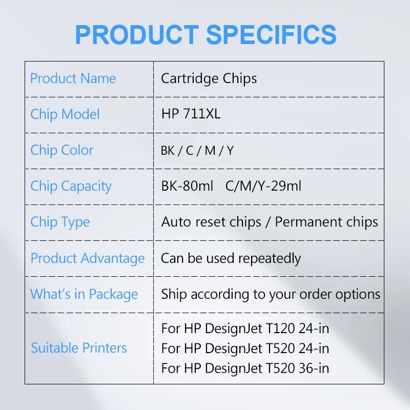ARC Chip Auto Reset Chip Cartridge Permanent Chips For HP 711 711XL HP DesignJet T120 T520 Printer hp arc chips