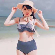 Танкини, купальник, купальник для девочек, бикини, бразильский женский купальник из двух частей, бикини, Infantil, женский пляжный Ретро стиль, высокая талия