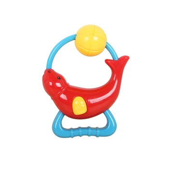 

Cute Dolphin Shaped Handbell Music Rattle Toys For Kids Early Development Intelligence Baby Stroller Rattles Play Game Fun Toys