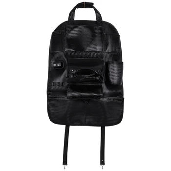 

Car Seat Back Bag Organizer Car 4 Usb Charger Storage Leather Travel Multifunction Pocket Stowing Tidying Auto Accessories(Carbo