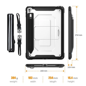 

For iPad Pro 9.7 Inch Tablet PC Case TPU Shockproof Protective Back Cover with Pen Slot Tablet Stand Case