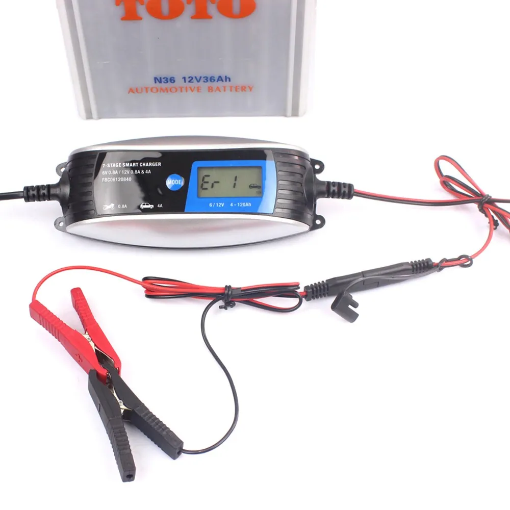 FOXSUR 12V 0.8A/4A 6V 0.8A 7-ступенчатая AGM гель мокрый EFB Батарея Зарядное устройство ЖК-дисплей интеллигентая(ый) Батарея-Зарядное устройство для игрушечный мотоцикл автомобиля