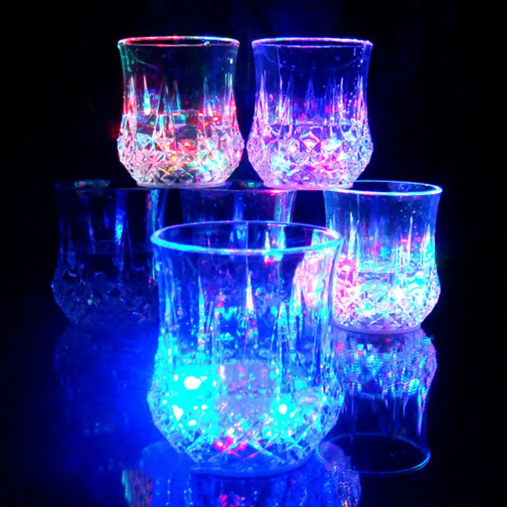 PREUP LED Glowing Cup- 7 Oz Multi Color Glowing LED Wine Glass Cup Water Sensor Flash Light Liquid Activated Flashing Cup Club