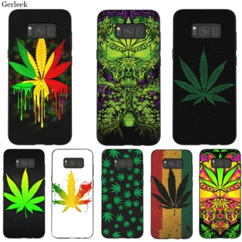

Case for Samsung J4 J6 J7 Duo A2 Core A3 A5 A6 A7 A8 A9 Plus Prime Cute plant leaves Cannabis leaf DIY Painted Beautiful