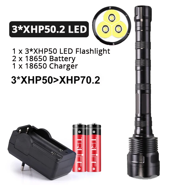 3 x XHP50 светодиодный фонарь 18650 Алюминиевый охотничий USB Перезаряжаемый фонарь для самообороны спасательный 500 м высокая яркость чем XHP70 - Испускаемый цвет: Package F