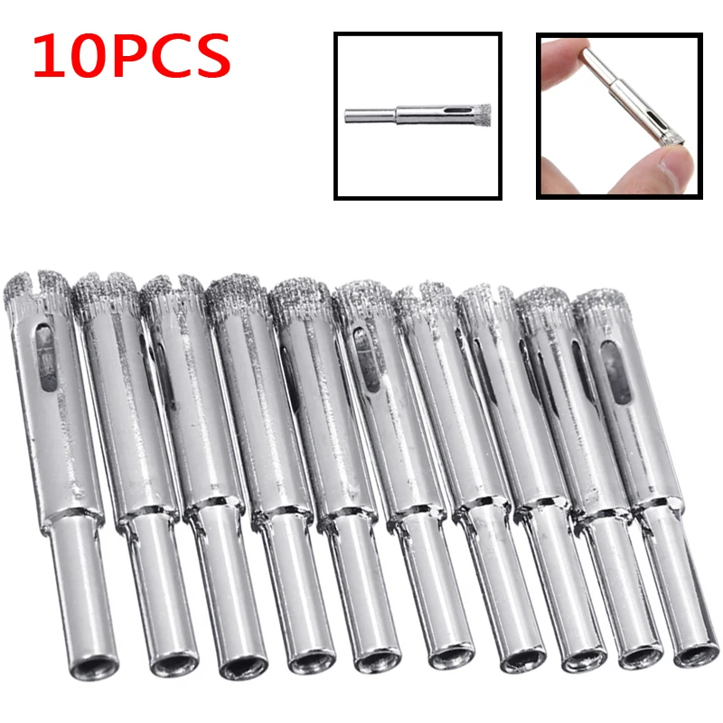 10pcs Diamond Coated Holesaw 8mm Drill Bit Hole Saw Set For Glass Tile Ceramic Marble Porcelain Drilling Tools