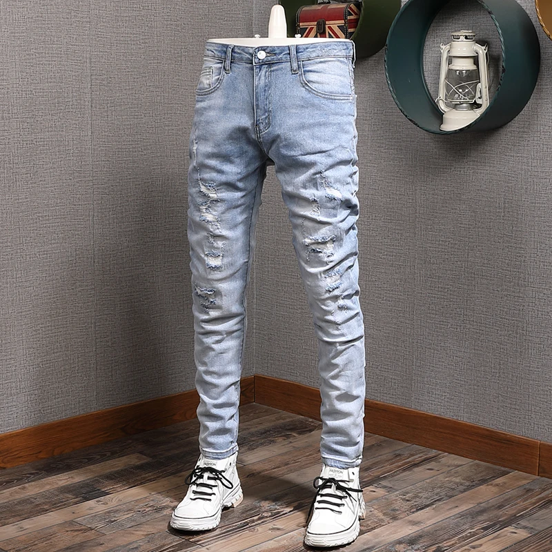 Korean Style Fashion Men Jeans Retro 