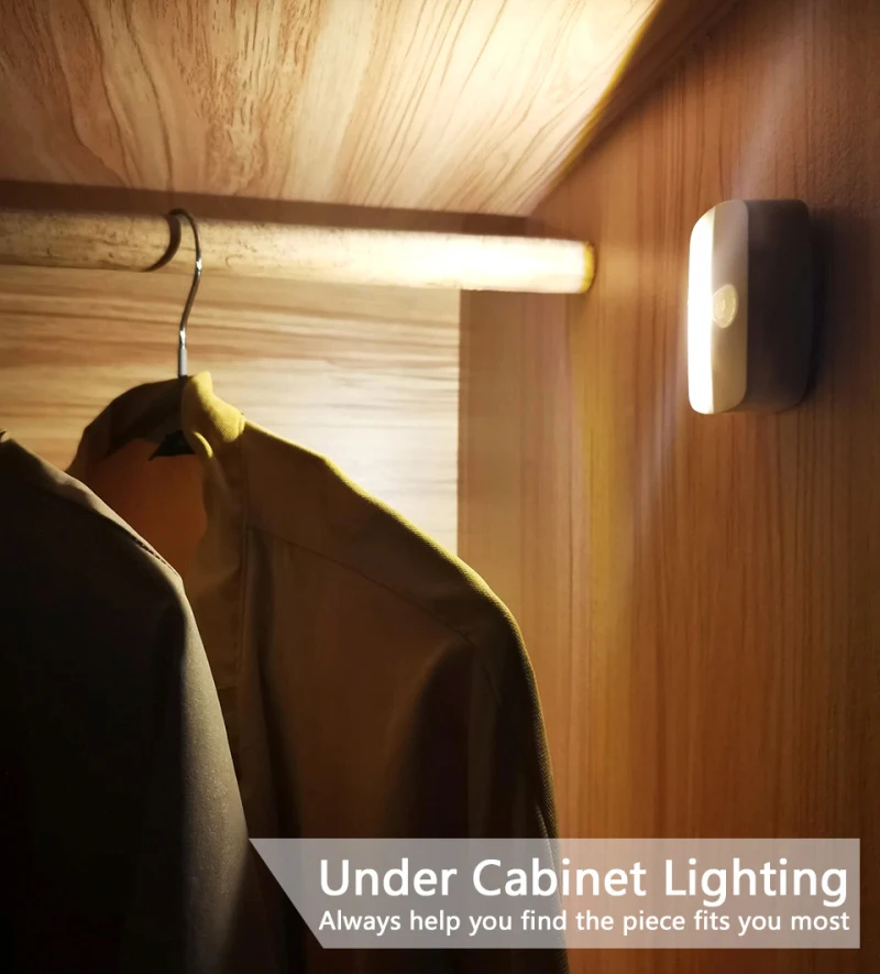 Sensor de movimiento PIR inalámbrico para el hogar, Mini luces LED nocturnas para pasillo, armario, escaleras, lámparas de habitación